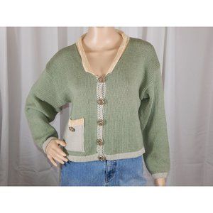 Ani Barrie Vintage Chunky Sweater Button Front Cardigan Y2K 90s Cozy Casual